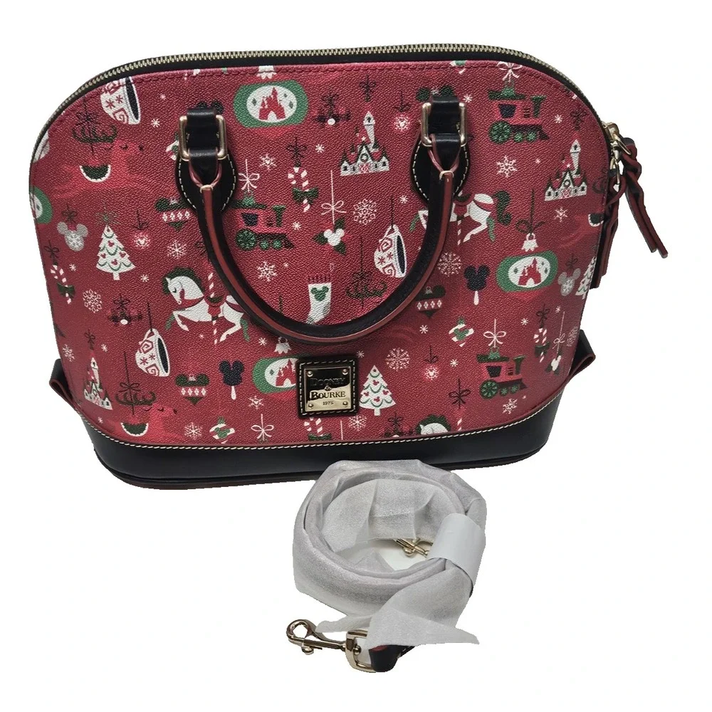 Dooney & Bourke Disney Farmhouse Holiday Satchel Top Handle Bag Christmas Red